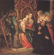 VERONESE (Paolo Caliari) The Virgin and Child with Saints Justin and George and a Benedictine (mk05) oil on canvas